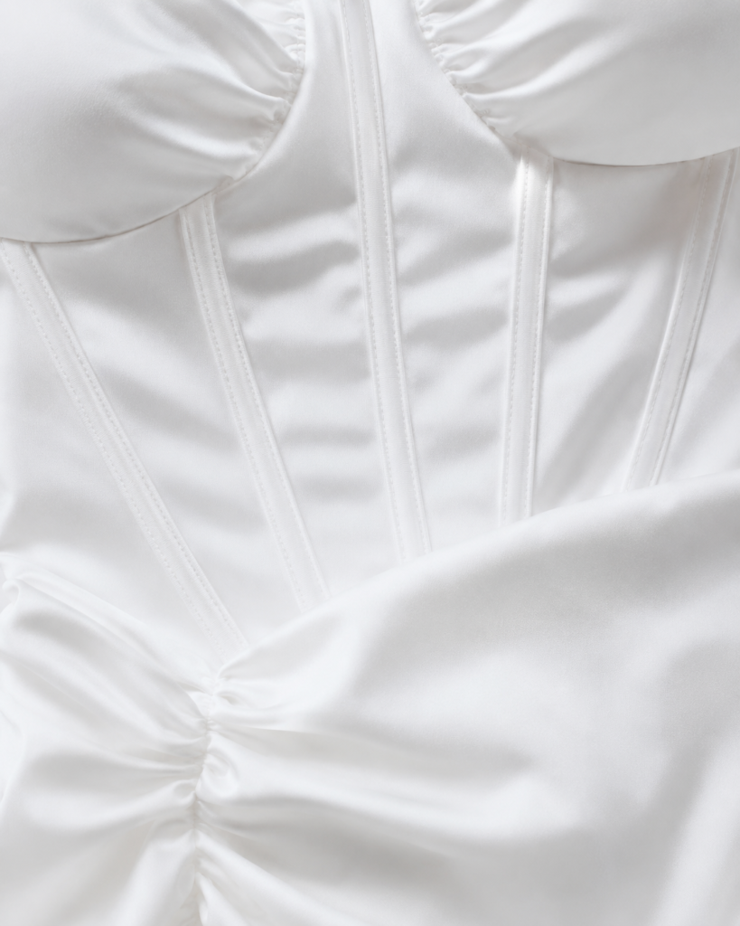 White Strapless Corset Ruched Mini Dress