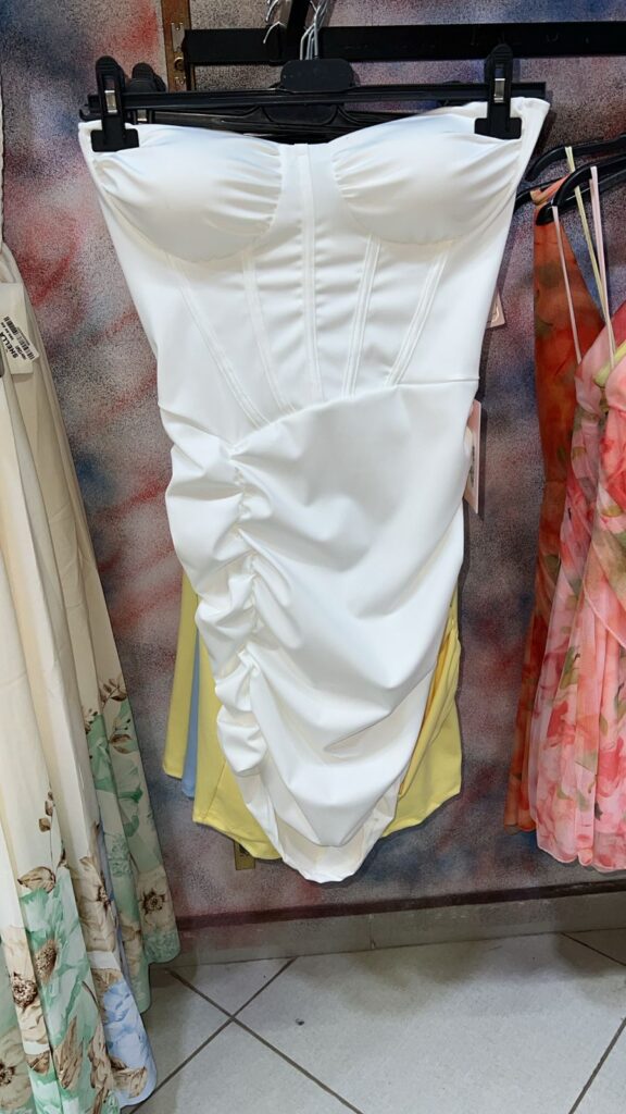 White Strapless Corset Ruched Mini Dress