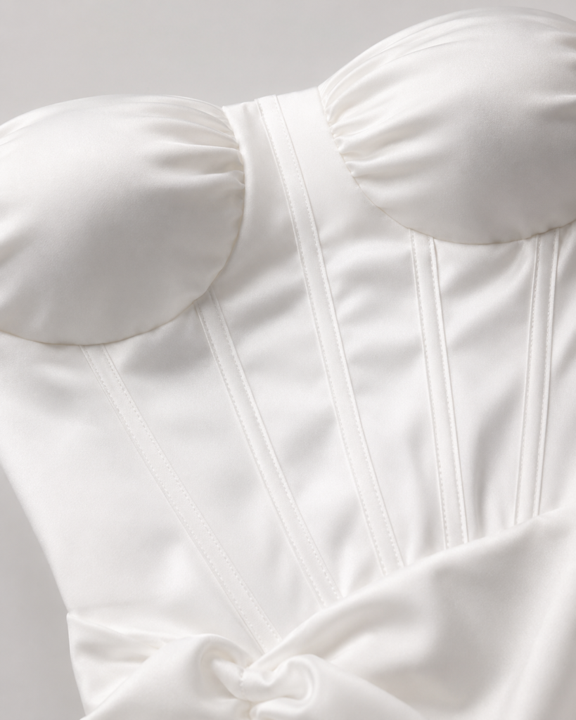 White Strapless Corset Ruched Mini Dress