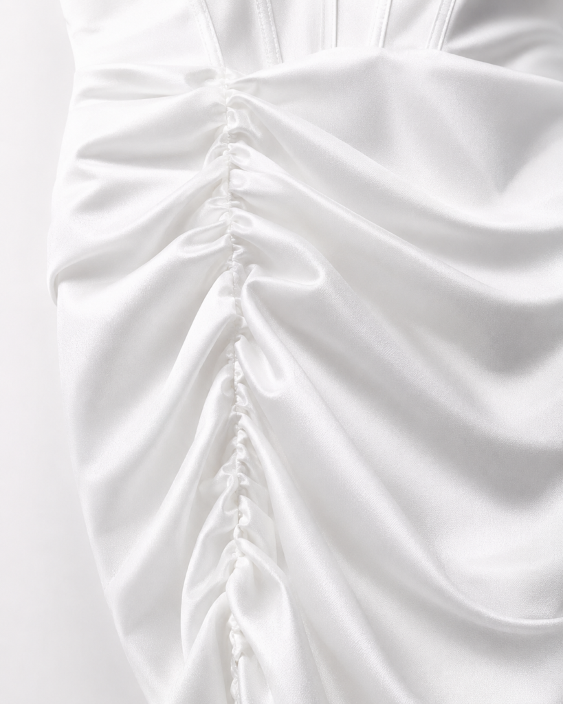White Strapless Corset Ruched Mini Dress