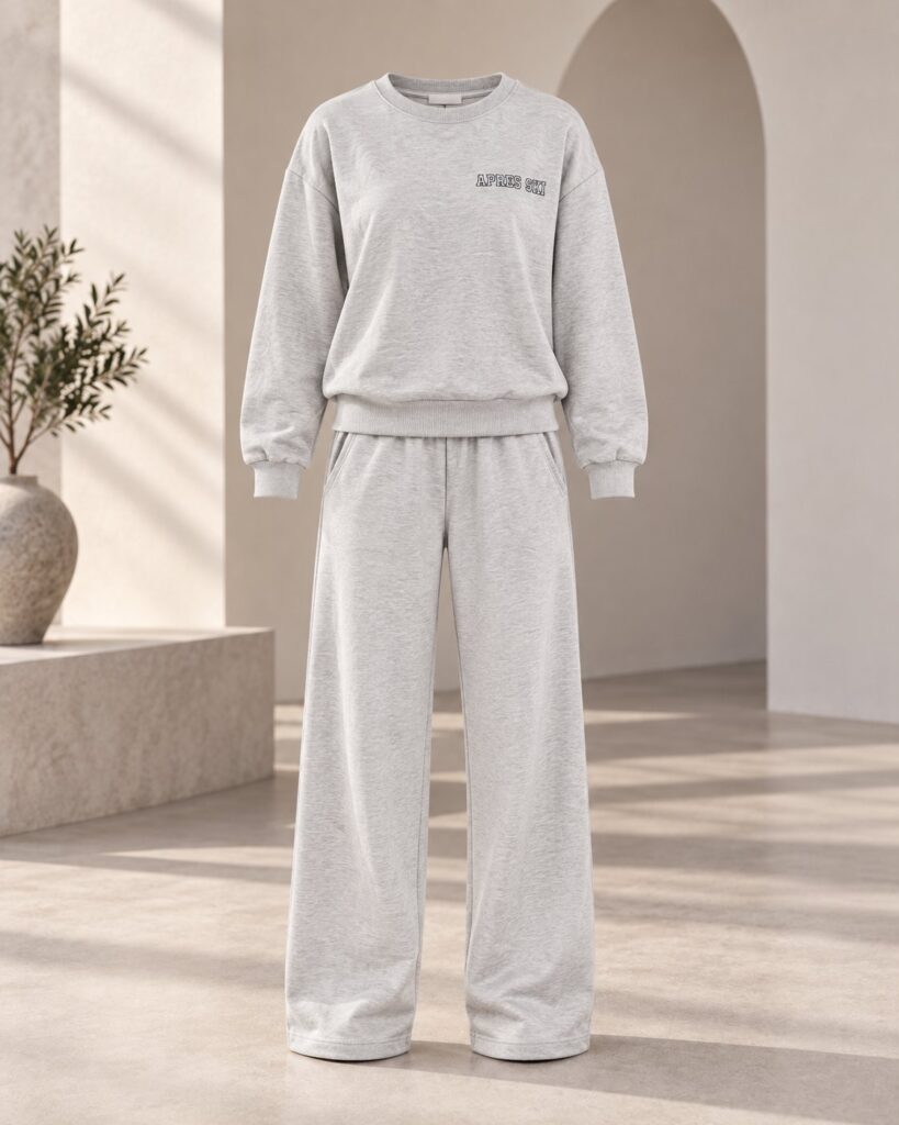 Ensemble femme APRES SKI sweat oversize et pantalon large – Gris – SHELLA