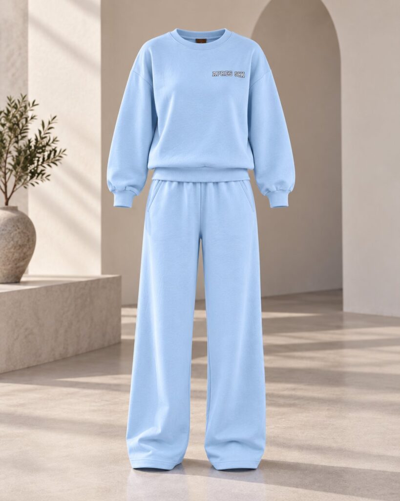 Ensemble femme APRES SKI sweat oversize et pantalon large – Bleu ciel – SHELLA