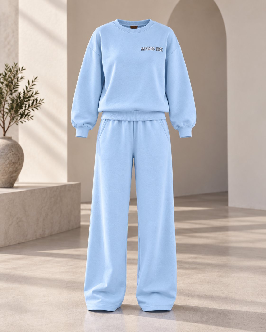 Ensemble femme APRES SKI sweat oversize et pantalon large – Bleu ciel – SHELLA