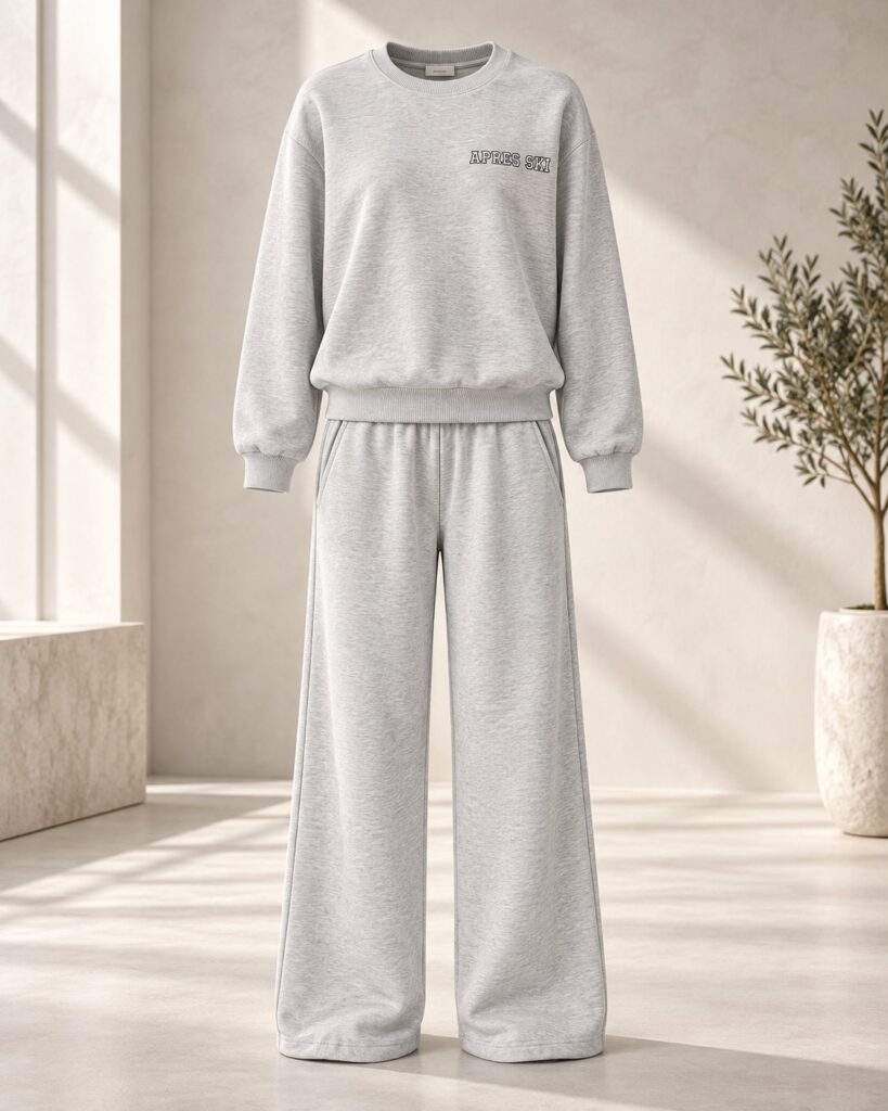 Ensemble femme APRES SKI sweat oversize et pantalon large – Gris – SHELLA
