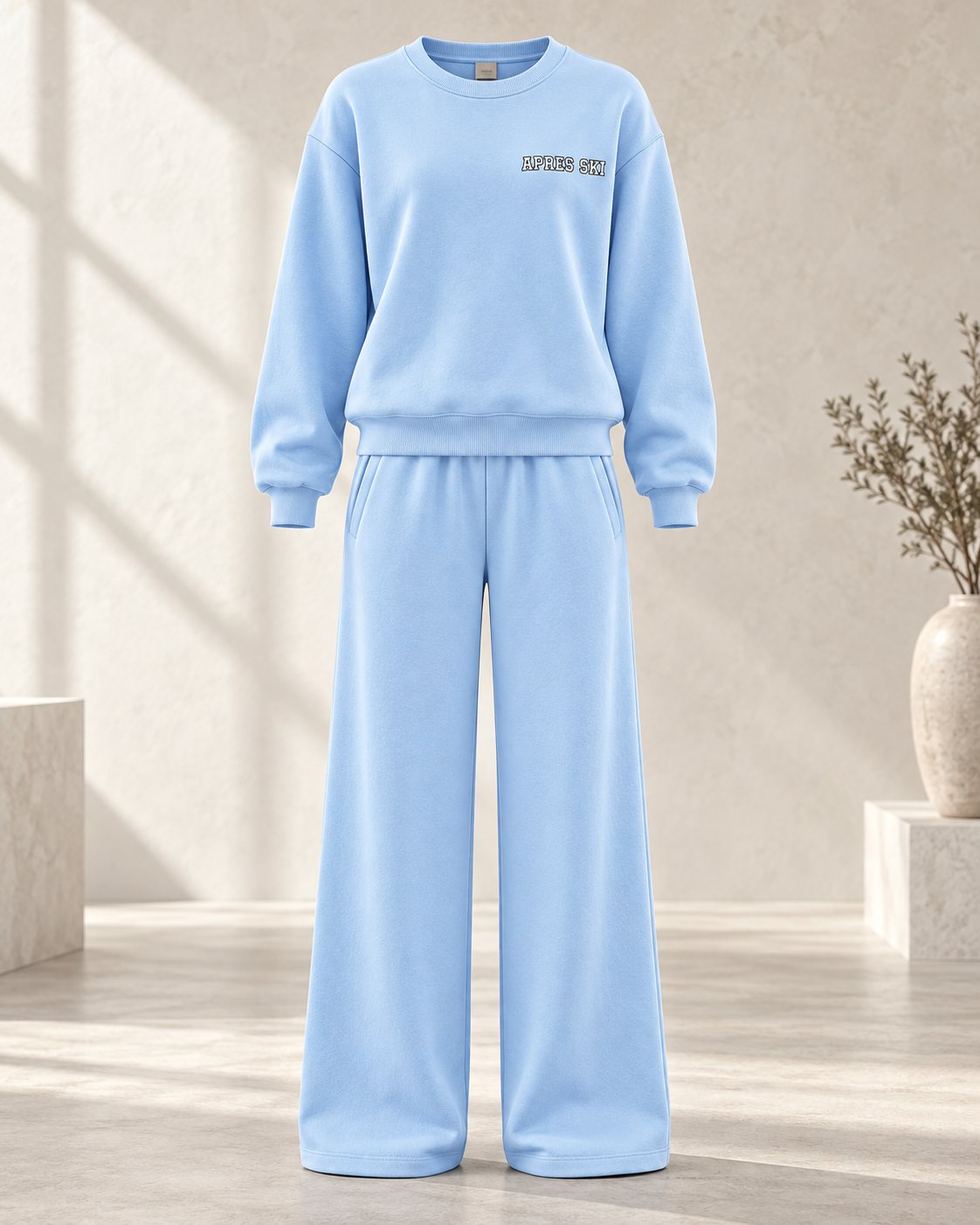 Ensemble femme APRES SKI sweat oversize et pantalon large – Bleu ciel – SHELLA