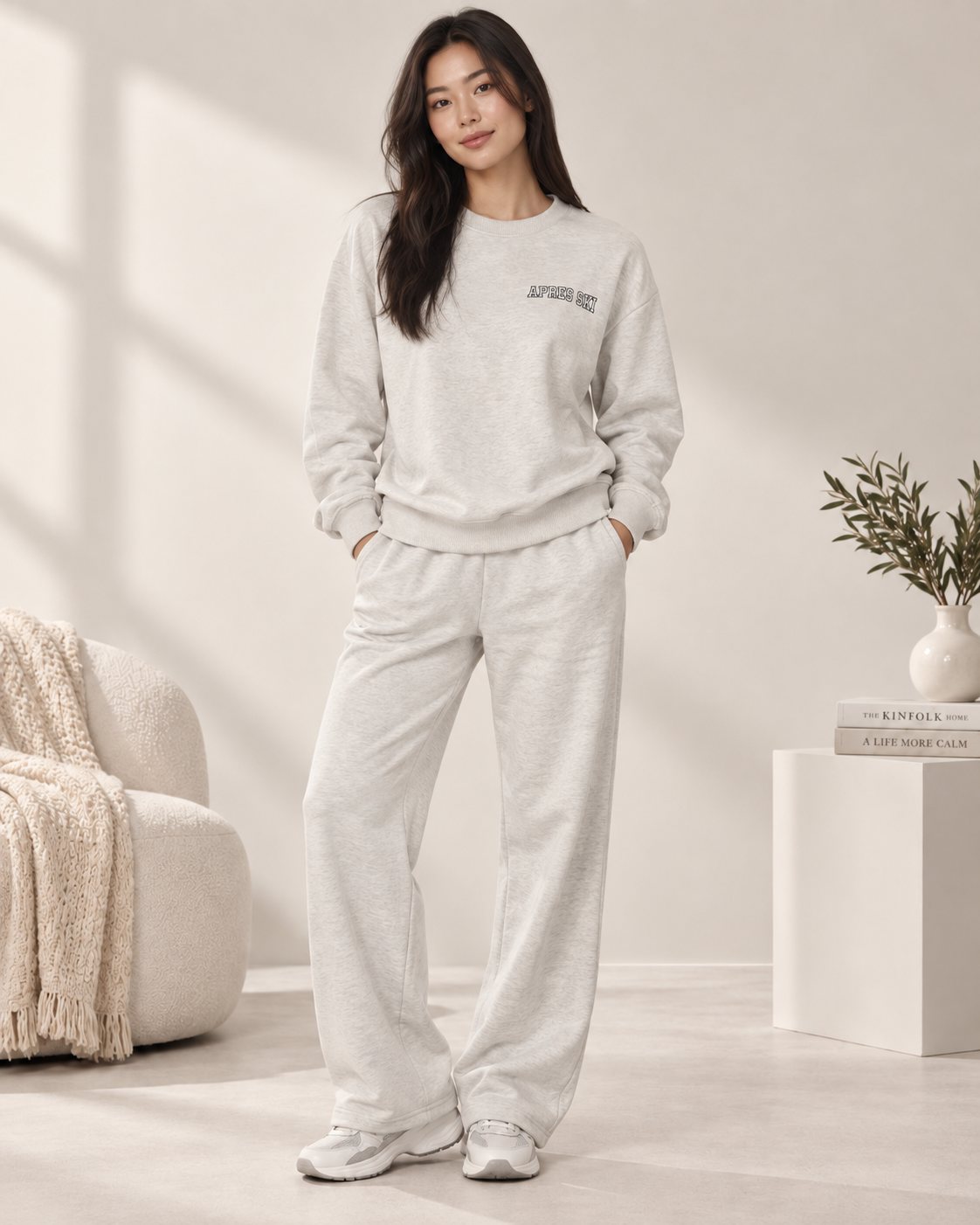 Ensemble femme APRES SKI sweat oversize et pantalon large – Gris – SHELLA