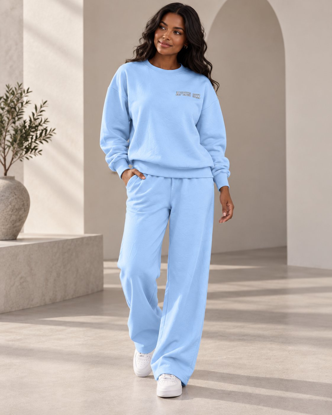 Ensemble femme APRES SKI sweat oversize et pantalon large – Bleu ciel – SHELLA